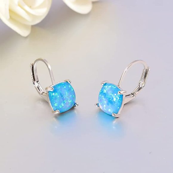 Square Opal GOLD Earring - Picture 1 of 4